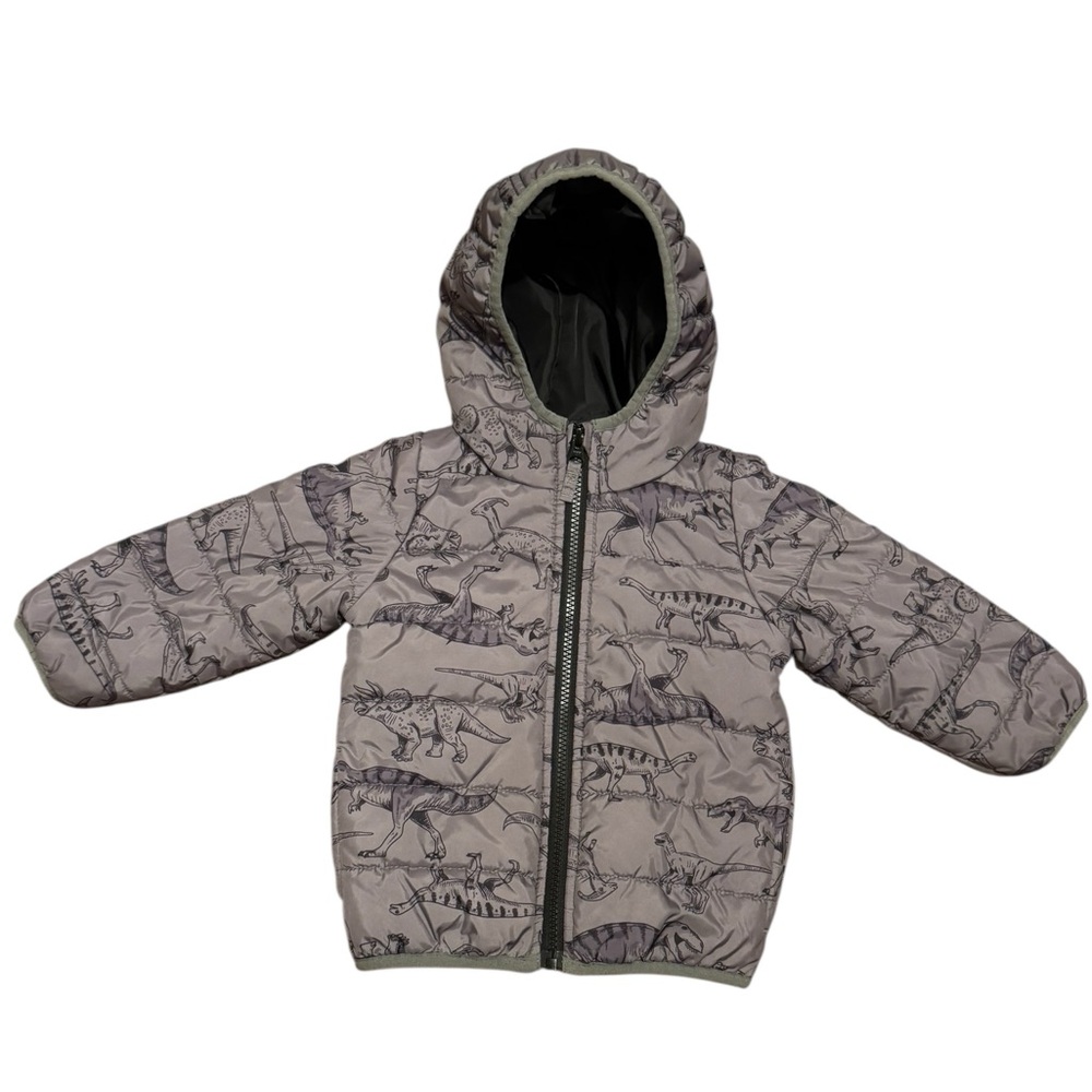 Carter's Packable Hooded Puffer Jacket - Dinosaur Pattern